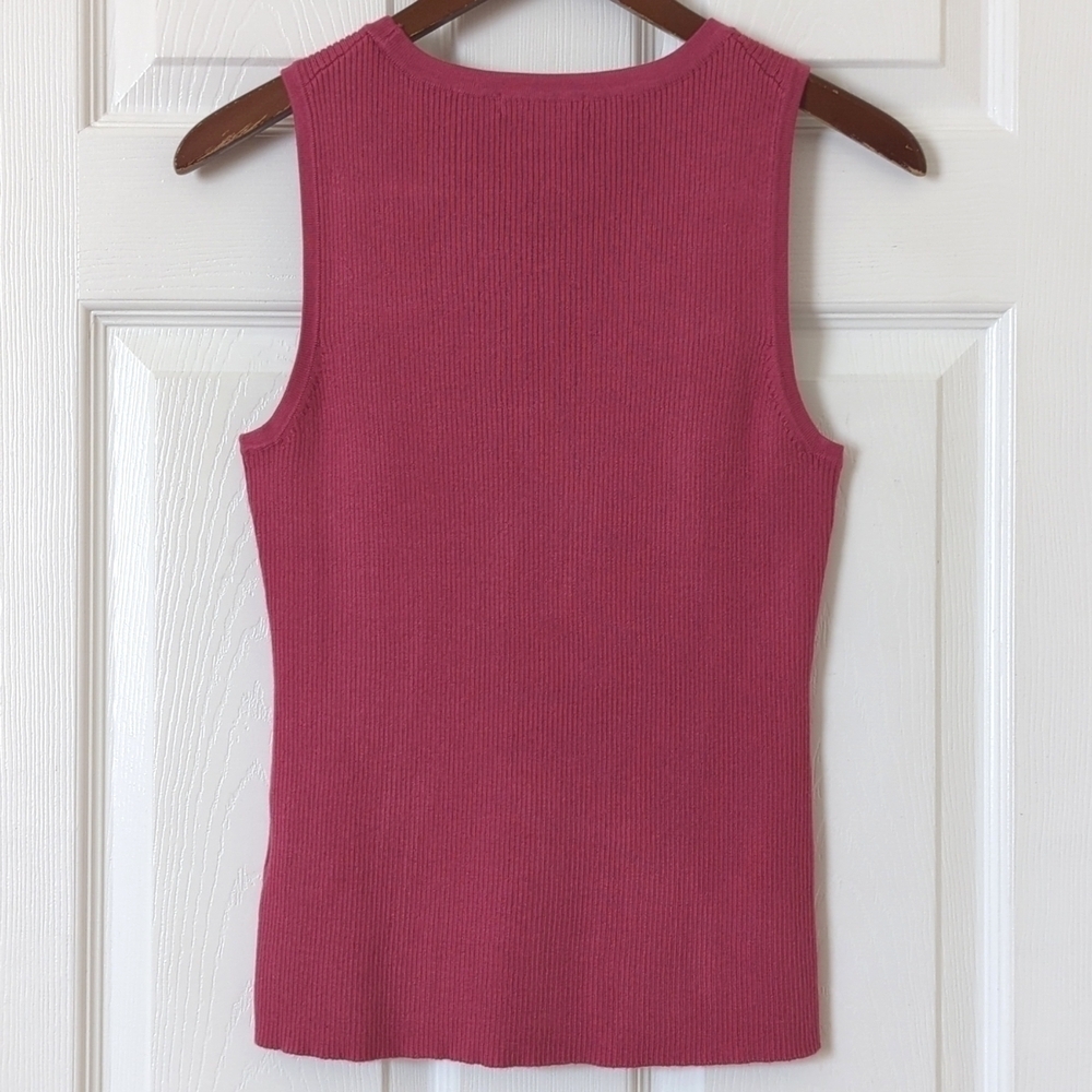 Cable & Gauge Y2K Vintage Ribbed Knit Form Fitting Scoop Neck Tank Top Pink M - Picture 8 of 9